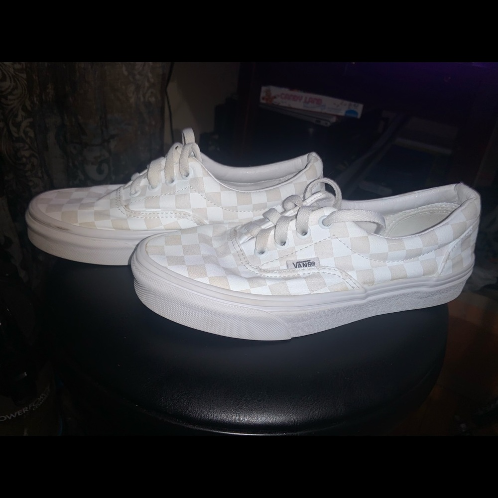 Youth Checkered All White Vans